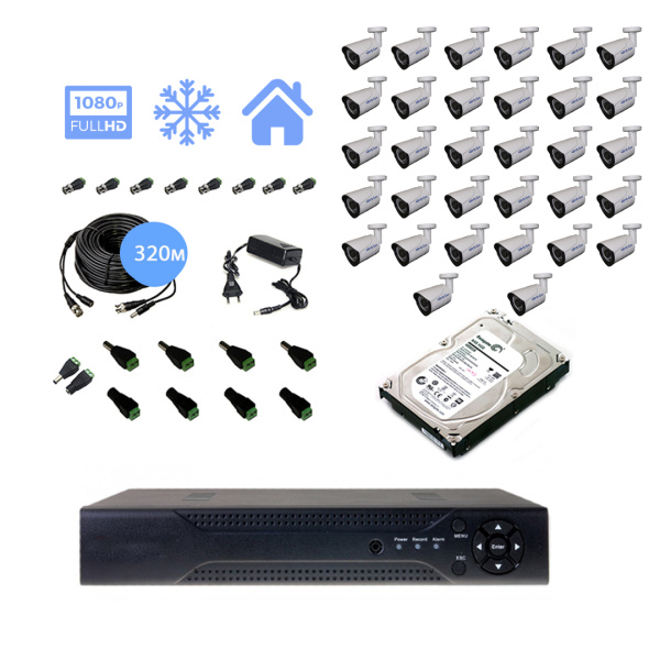 Полный комплект видеонаблюдения на 32 уличные камеры 2mpx (Эконом) Полный комплект видеонаблюдения на 32 уличные камеры 2mpx (Эконом)